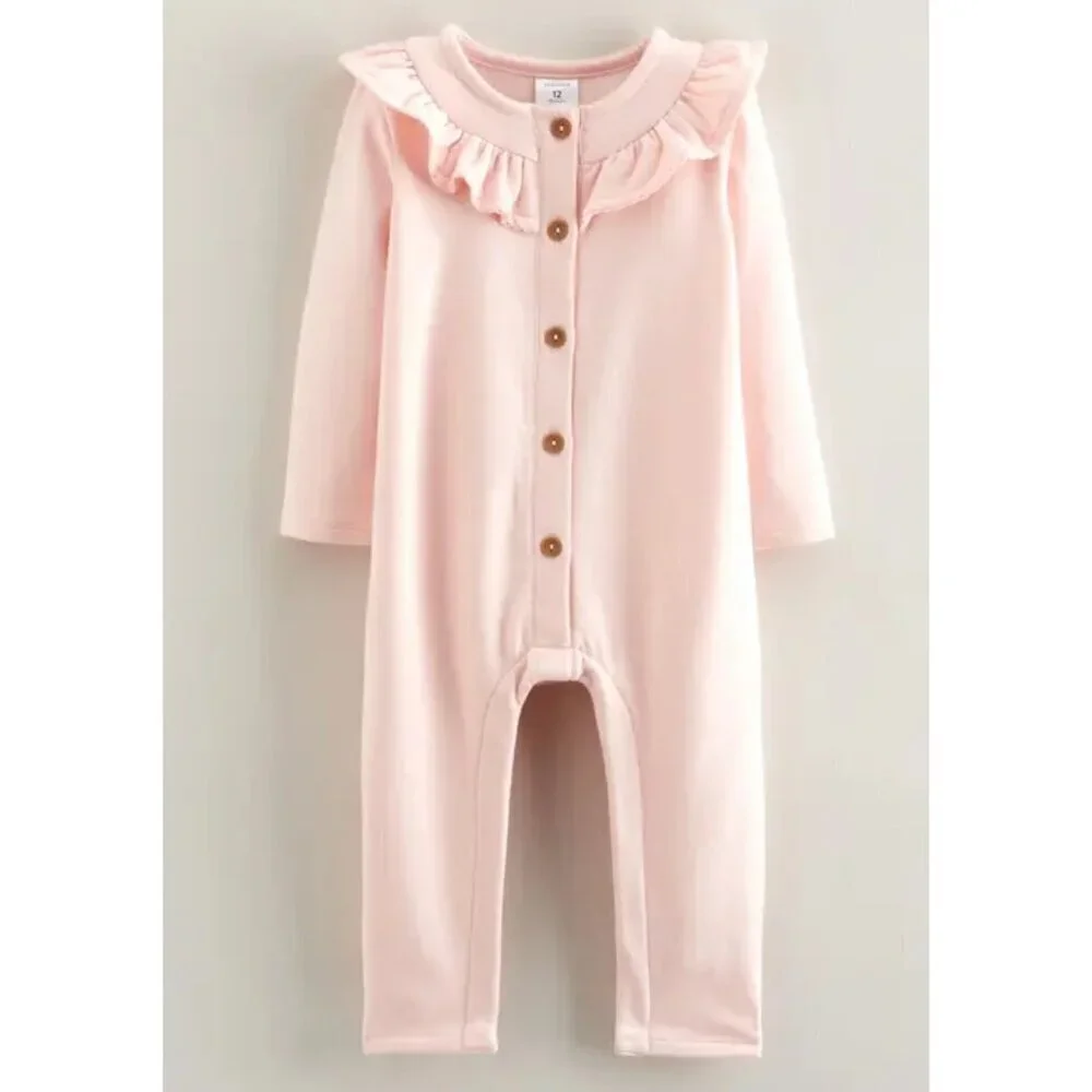 NORDSTROM Cozy Ruffle Romper in Pink Misty Size 6 Months